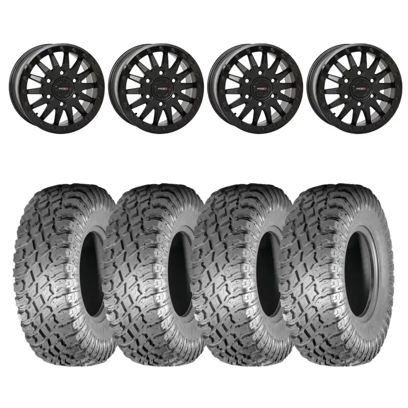System 3 Matte Black Sb-8 6-Lug Beadlock & Atturo Trail Blade X/T Wheel & Tire Kit 1