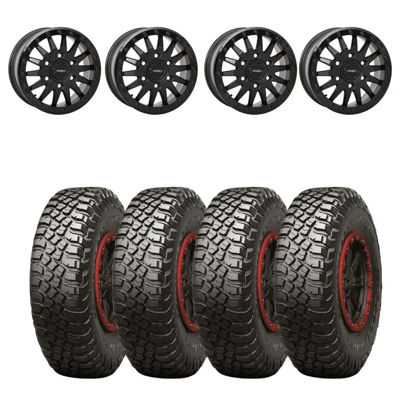 System 3 Matte Black Sb-8 6-Lug Beadlock & Bfgoodrich Mud-Terrain T/A Km3 Wheel & Tire Kit 1