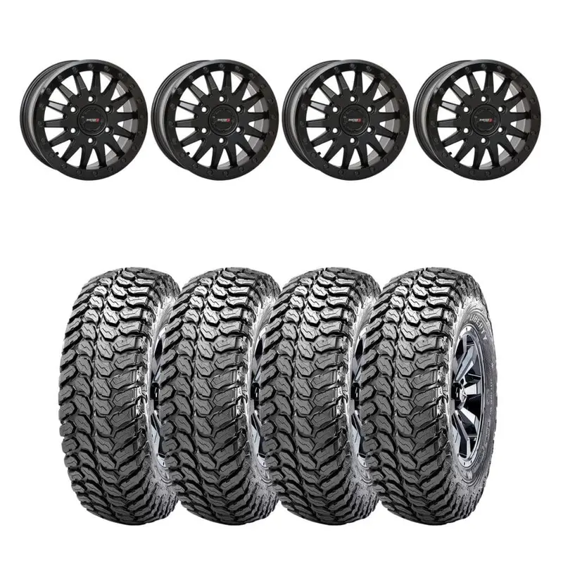 System 3 Matte Black Sb-8 6-Lug Beadlock & Maxxis Liberty Performance Off Road Wheel & Tire Kit 1