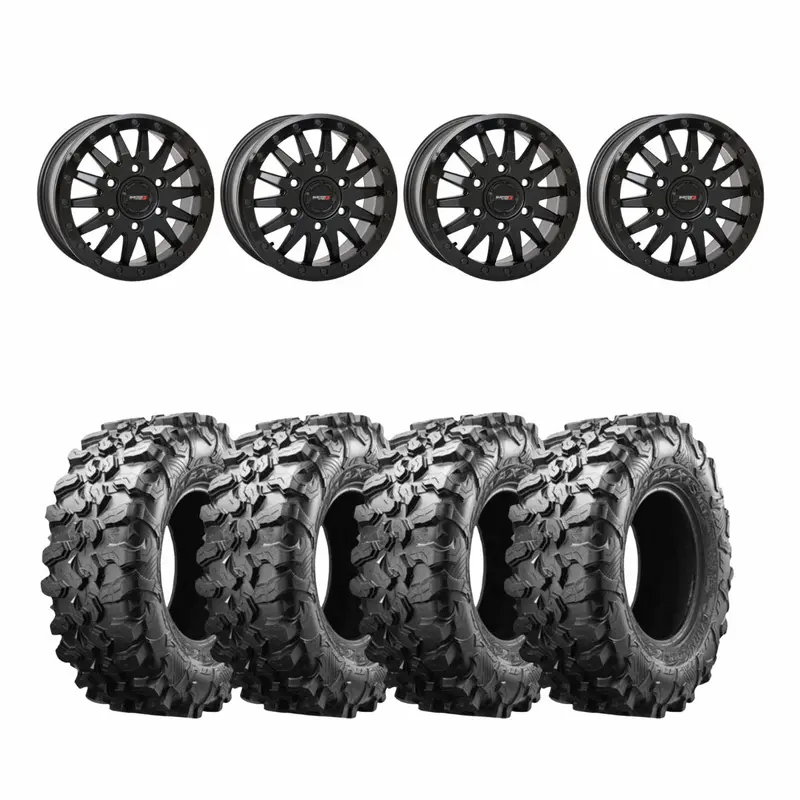 System 3 Matte Black Sb-8 6-Lug Beadlock & Maxxis Radial Carnivore Wheel & Tire Kit 1
