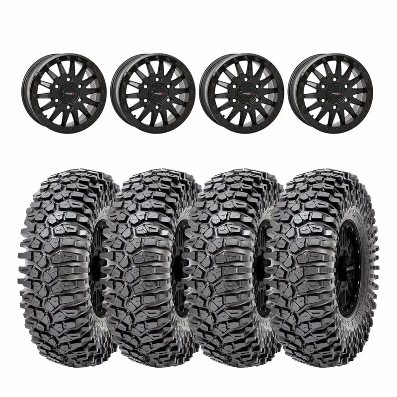 System 3 Matte Black Sb-8 6-Lug Beadlock & Maxxis Radial Roxxzilla Wheel & Tire Kit 1