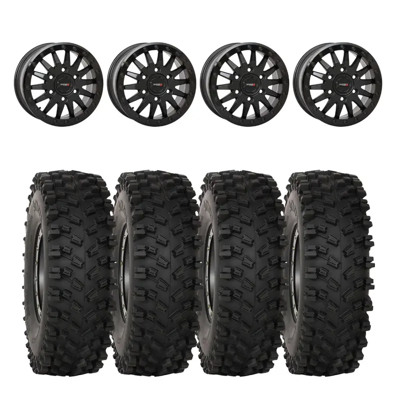 System 3 Matte Black Sb-8 Beadlock 6-Lug & System 3 Atx470 All Terrain Xtreme Wheel & Tire Kit 1