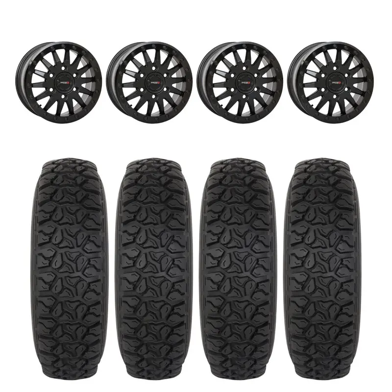 System 3 Matte Black Sb-8 Beadlock 6-Lug & System 3 Dx440 Offroad Wheel & Tire Kit 1