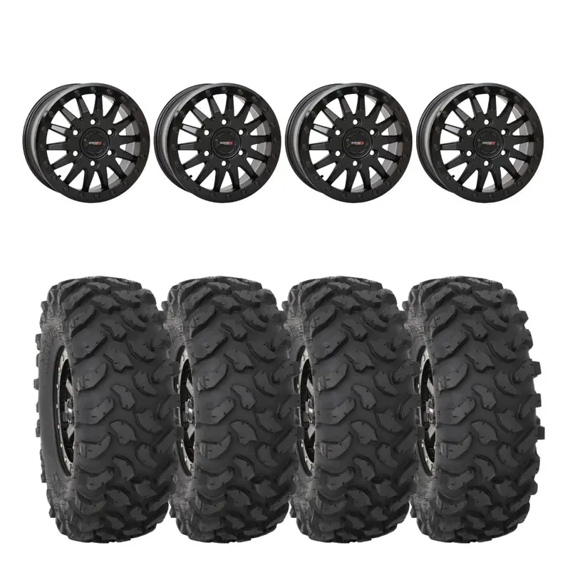 System 3 Matte Black Sb-8 Beadlock 6-Lug & System 3 Offroad Xtr370 Wheel & Tire Kit 1