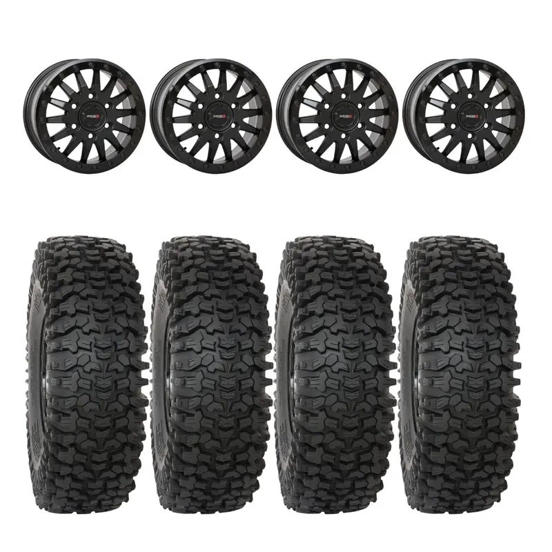 System 3 Matte Black Sb-8 Beadlock 6-Lug & System 3 Rc500 10 Ply Rock Crawler Wheel & Tire Kit 1