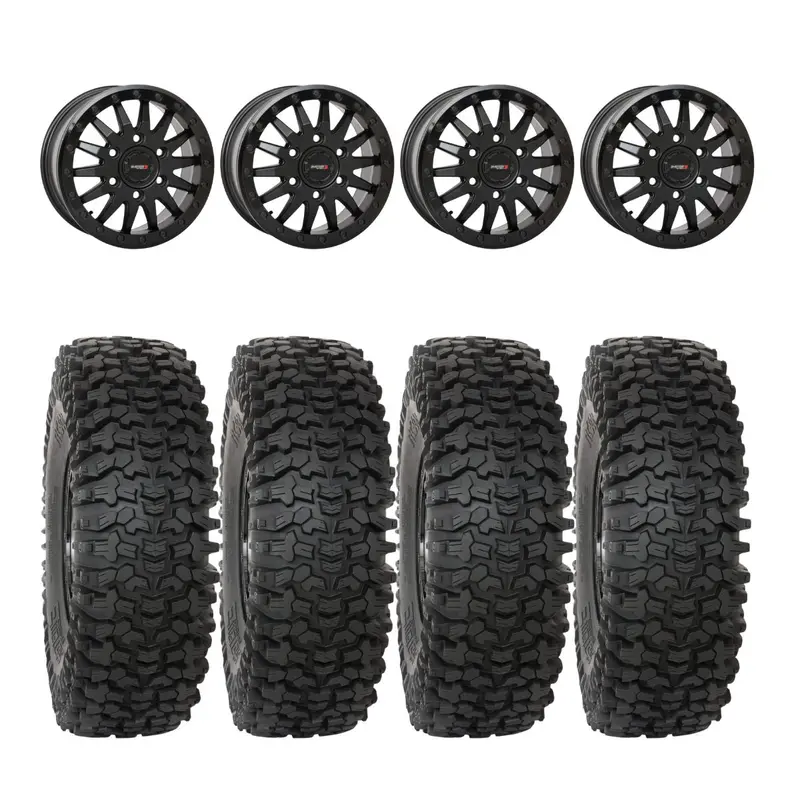 System 3 Matte Black Sb-8 Beadlock 6-Lug & System 3 Rc500s 8 Ply Rock Crawler Wheel & Tire Kit 1