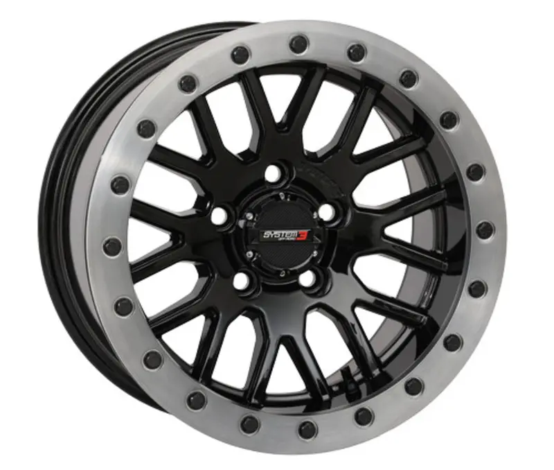 System 3 Matte Black W/Gloss Black Ring Sb-9 Beadlock & Atturo Trail Blade X/T Wheel & Tire Kit 2