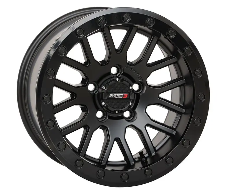 System 3 Matte Black With Gloss Black Ring Sb-9 Beadlock & Maxxis Liberty Performance Off Road Wheel & Tire Kit 2