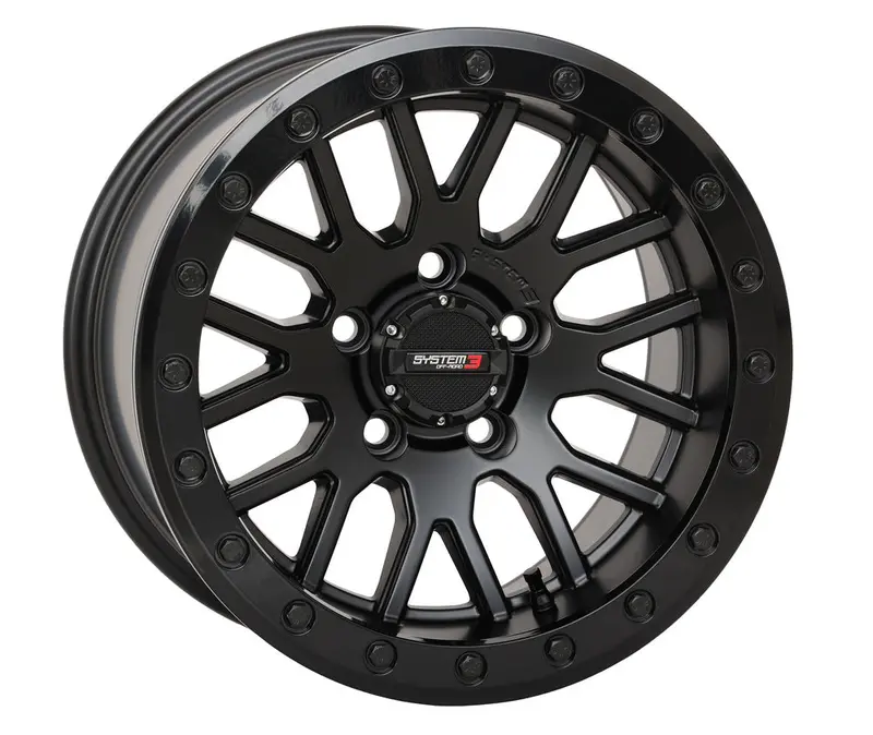 System 3 Matte Black With Gloss Black Ring Sb-9 Beadlock & Maxxis Radial Roxxzilla Wheel & Tire Kit 2