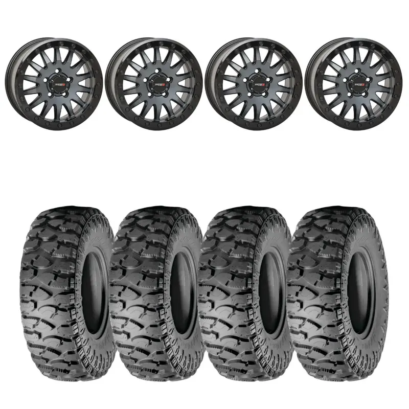 System 3 Matte Brushed Grey Sb-8 5-Lug Beadlock & Atturo Trail Blade Boss Wheel & Tire Kit 1