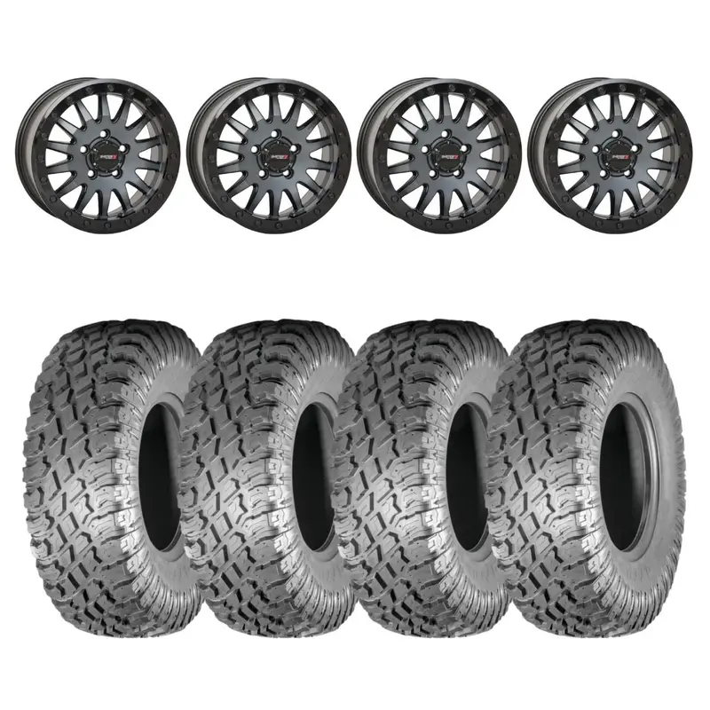 System 3 Matte Brushed Grey Sb-8 5-Lug Beadlock & Atturo Trail Blade X/T Wheel & Tire Kit 1