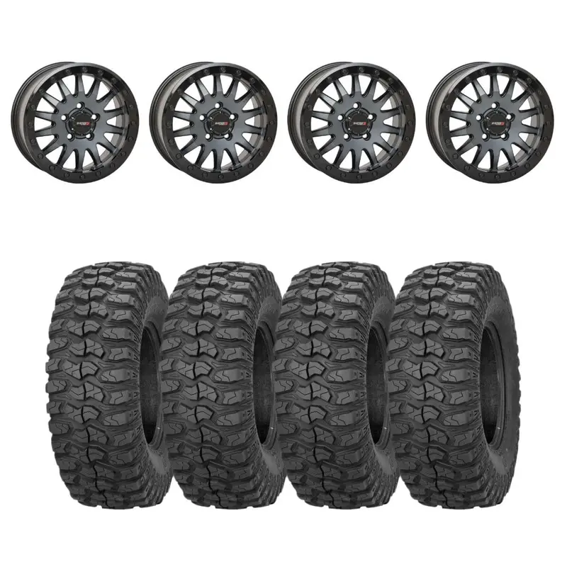 System 3 Matte Brushed Grey Sb-8 5-Lug Beadlock & Sedona Rockabilly Wheel & Tire Kit 1