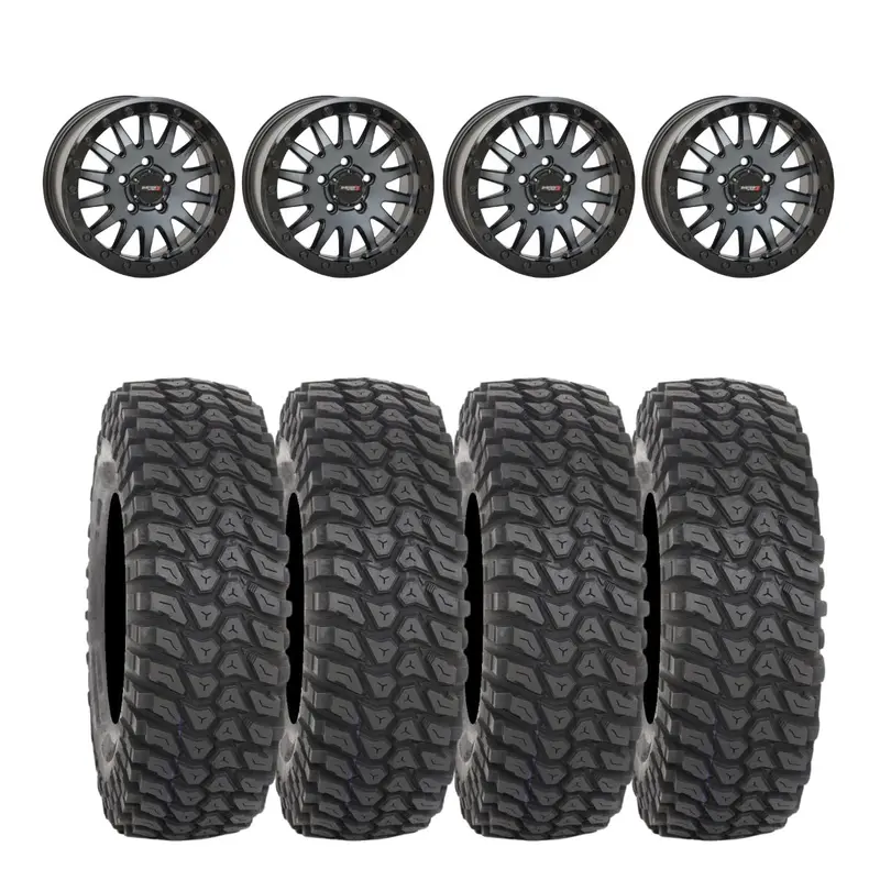 System 3 Matte Brushed Grey Sb-8 5-Lug Beadlock & System 3 Radial Xcr350 Utv Wheel & Tire Kit 1