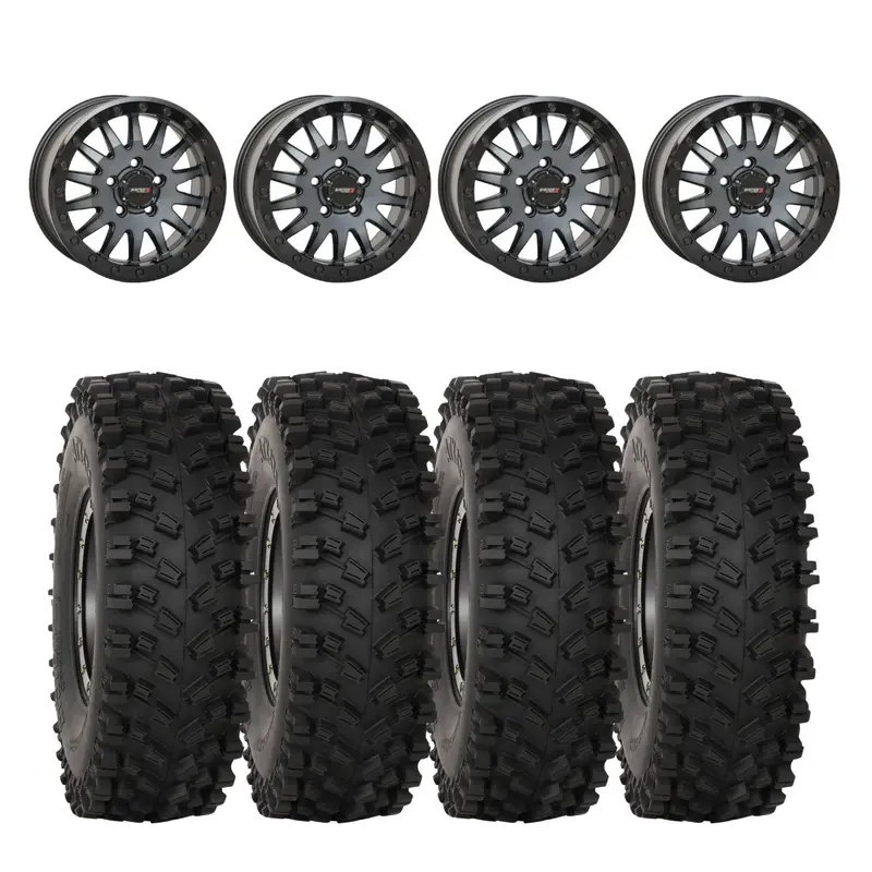System 3 Matte Brushed Grey Sb-8 Beadlock 5-Lug 7 System 3 Atx470 All Terrain Xtreme Wheel & Tire Kit 1