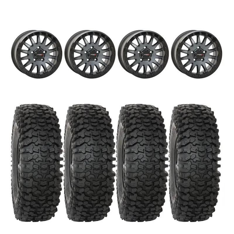 System 3 Matte Brushed Grey Sb-8 Beadlock 5-Lug & System 3 Rc500 10 Ply Rock Crawler Wheel & Tire Kit 1