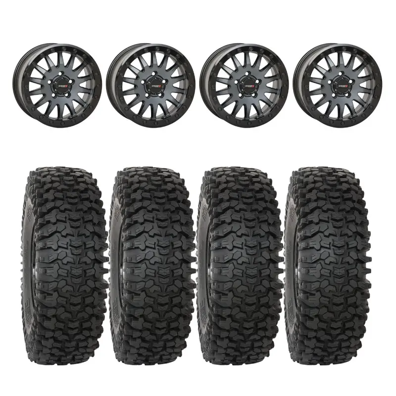 System 3 Matte Brushed Grey Sb-8 Beadlock 5-Lug & System 3 Rc500s 8 Ply Rock Crawler Wheel & Tire Kit 1