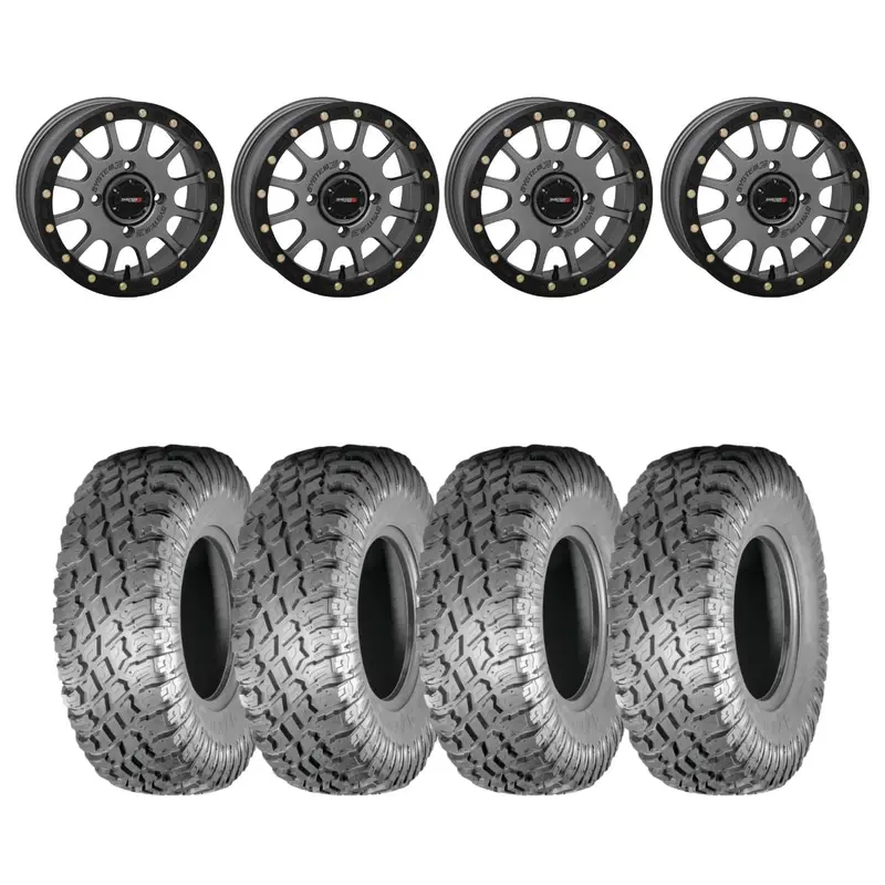 System 3 Matte Gunmetal Sb-5 Beadlock & Atturo Trail Blade X/T Wheel & Tire Kit 1