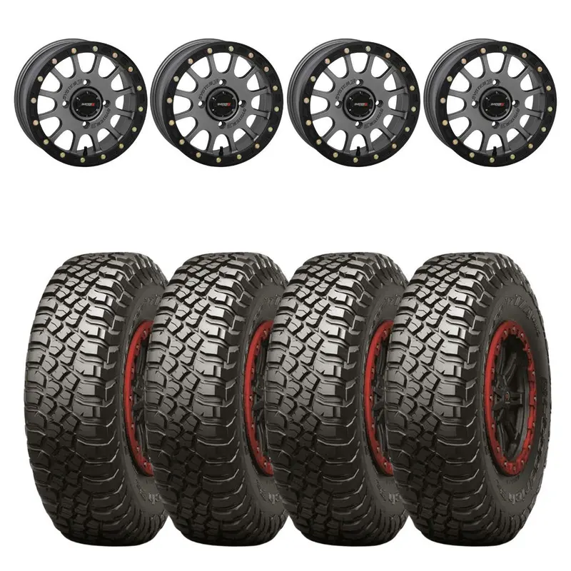System 3 Matte Gunmetal Sb-5 Beadlock & Bfgoodrich Mud-Terrain T/A Km3 Wheel & Tire Kit 1