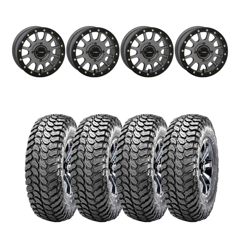 System 3 Matte Gunmetal Sb-5 Beadlock & Maxxis Liberty Performance Off Road Wheel & Tire Kit 1
