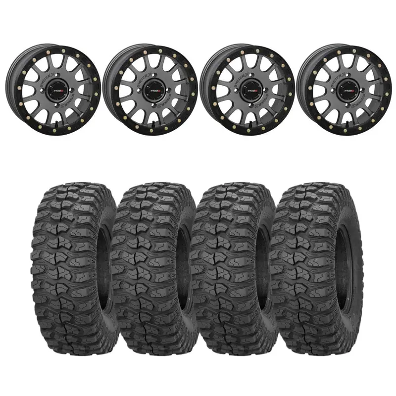 System 3 Matte Gunmetal Sb-5 Beadlock & Sedona Rockabilly Wheel & Tire Kit 1