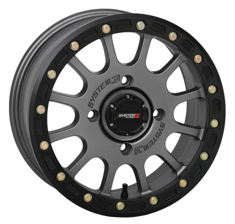 System 3 Matte Gunmetal Sb-5 Beadlock & Sedona Trail Saw Wheel & Tire Kit 4