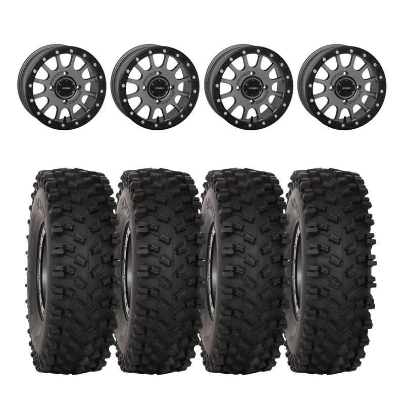 System 3 Matte Gunmetal Sb-5 Beadlock & System 3 Atx470 All Terrain Xtreme Wheel & Tire Kit 1