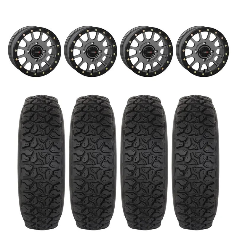 System 3 Matte Gunmetal Sb-5 Beadlock & System 3 Dx440 Offroad Wheel & Tire Kit 1