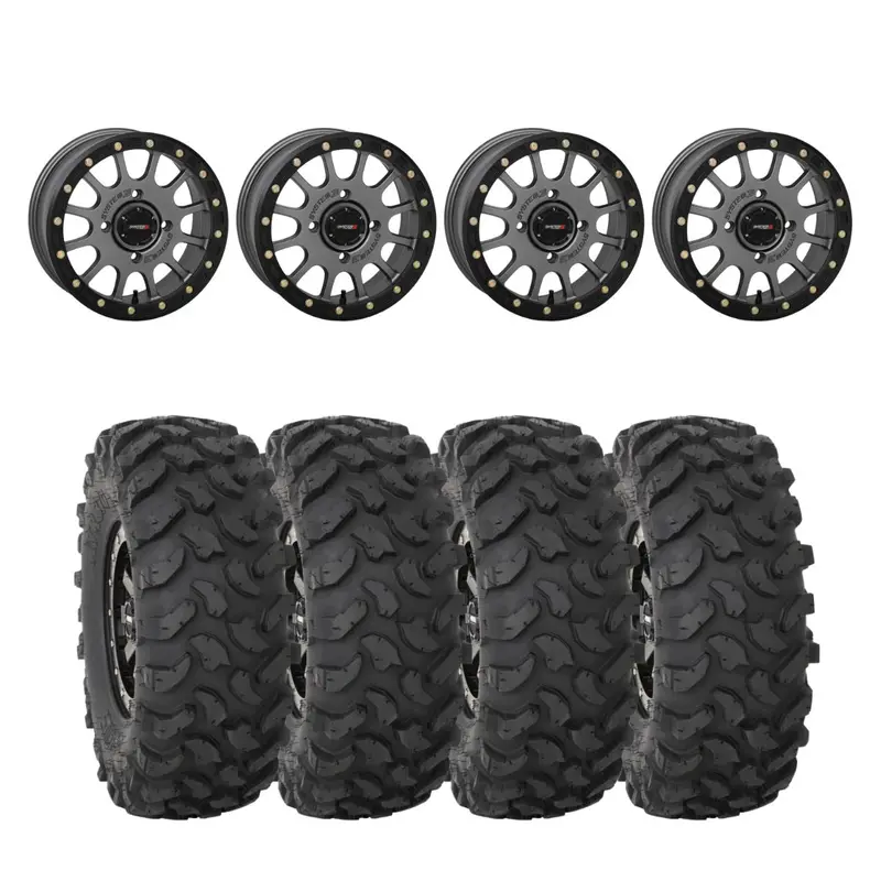 System 3 Sb-5 Matte Gunmetal Beadlock Matte Gunmetal & System 3 Offroad Xtr370 Wheel & Tire Kit 1