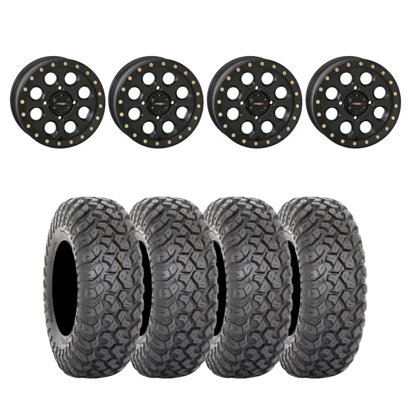 System 3 Sb-7 Matte Black Beadlock & System 3 Radial Rt320 Wheel & Tire Kit 1