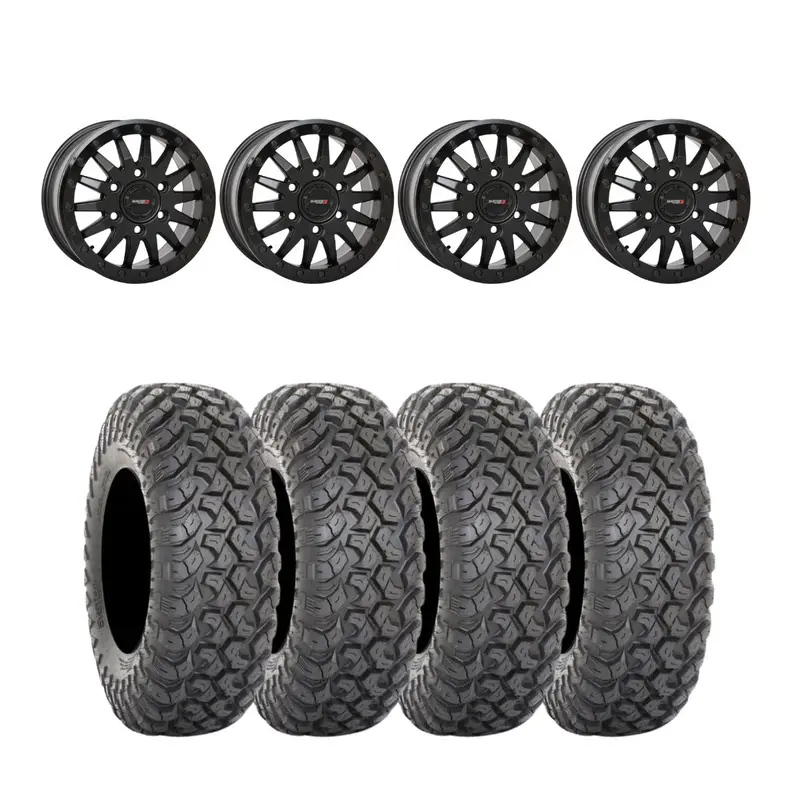 System 3 Sb-8 Matte Black Beadlock 6-Lug & System 3 Radial Rt320 Wheel & Tire Kit 1