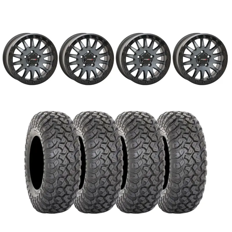 System 3 Sb-8 Matte Brushed Grey Beadlock 5-Lug & System 3 Radial Rt320 Wheel & Tire Kit 1