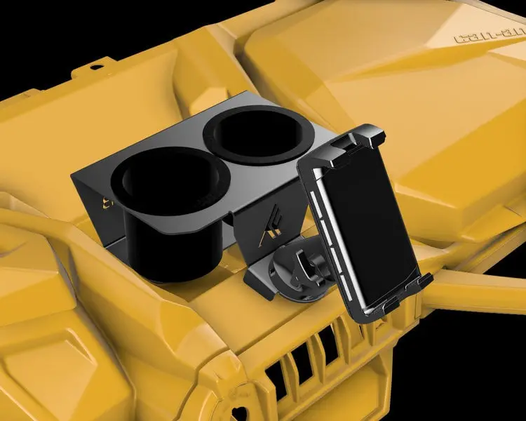 Thumper Fab Can-Am Commander Wireless Phone Charger With Integrated Cup Holder Dash Mount 2