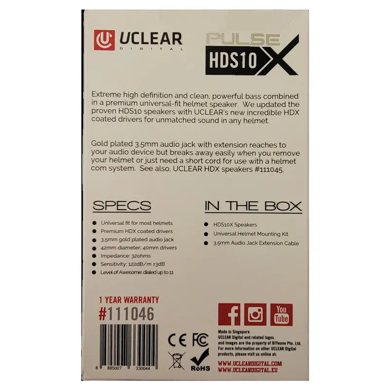 Uclear Digital Hds10x 40Mm Helmet Speakers 2