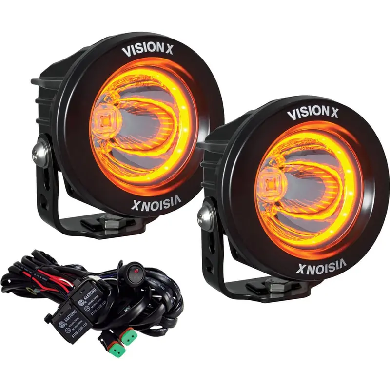Vision X 3.7″ Optimus Round 15º Amber Halo Light Kit 1