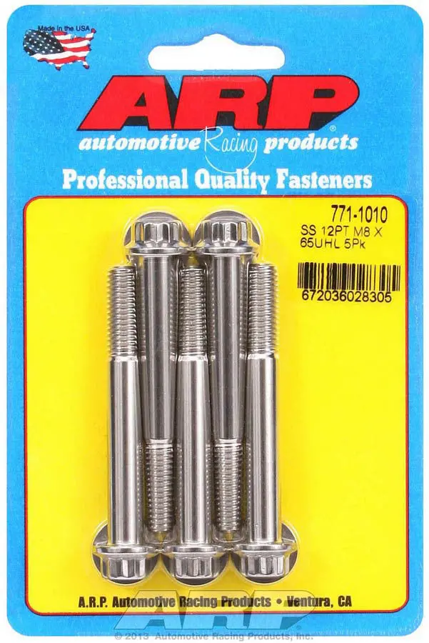 Arp 771-1010 Stainless Steel Bolt Kit – 5-Piece, 8Mm X 1.25 X 65Mm, 12-Point Heads 1
