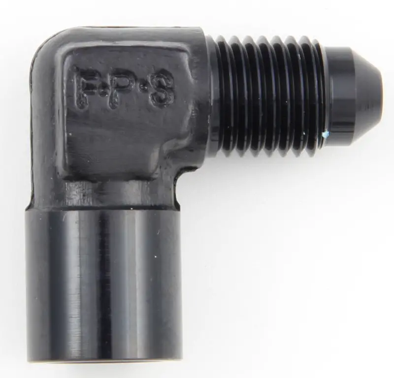 Fragola Inline 90° Gauge Adapter – #4 Male To 1/8" Fpt, Black Anodized (#495023-Bl) 1