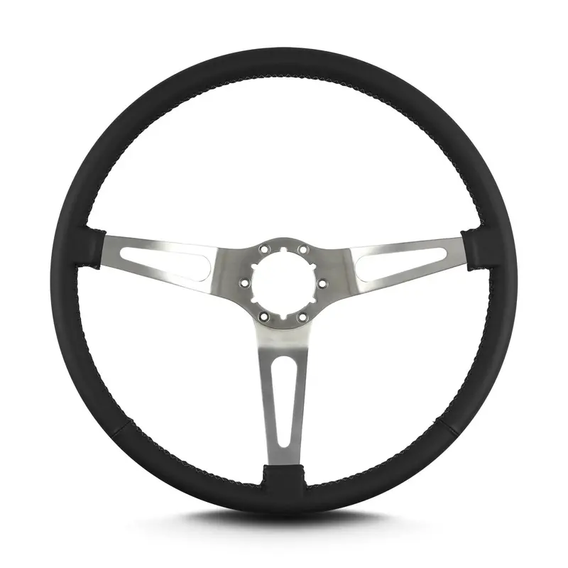 Lokar 67301 Lecarra Teardrop Steering Wheel – 15" Black Rim With Brushed Aluminum Spokes 1