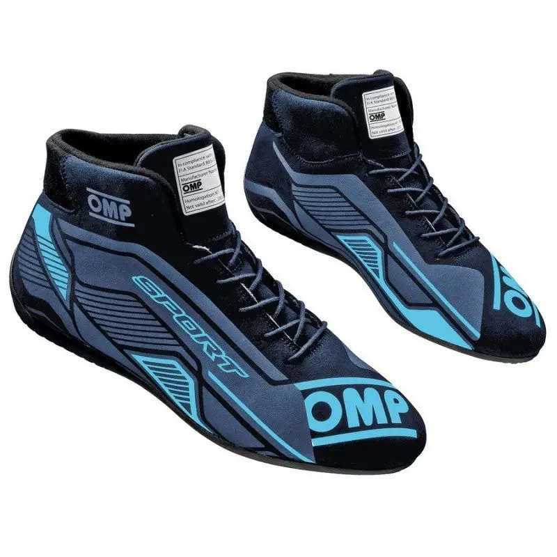 Omp Ic0-0829-A01-275-40 Sport Racing Shoes – Fia 8856-2018 Certified, Black/Cyan 1
