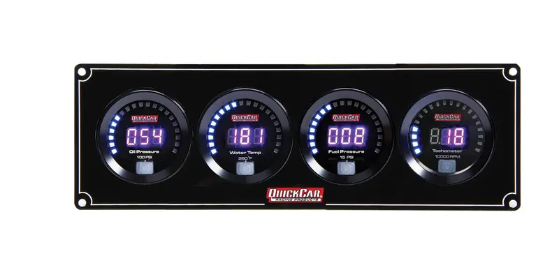 Quickcar Digital Triple Gauge Panel – Oil Pressure, Water Temperature, Fuel Pressure + Tach Input 1