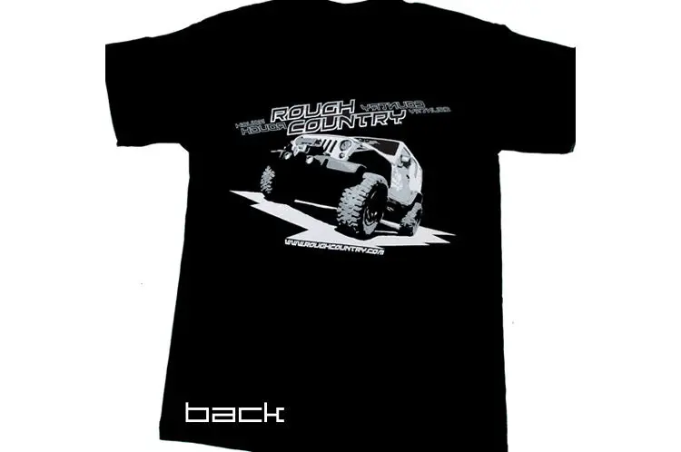Rough Country Short-Sleeve Cotton T-Shirt – Black With Vertical Logo & Jeep Graphic 1