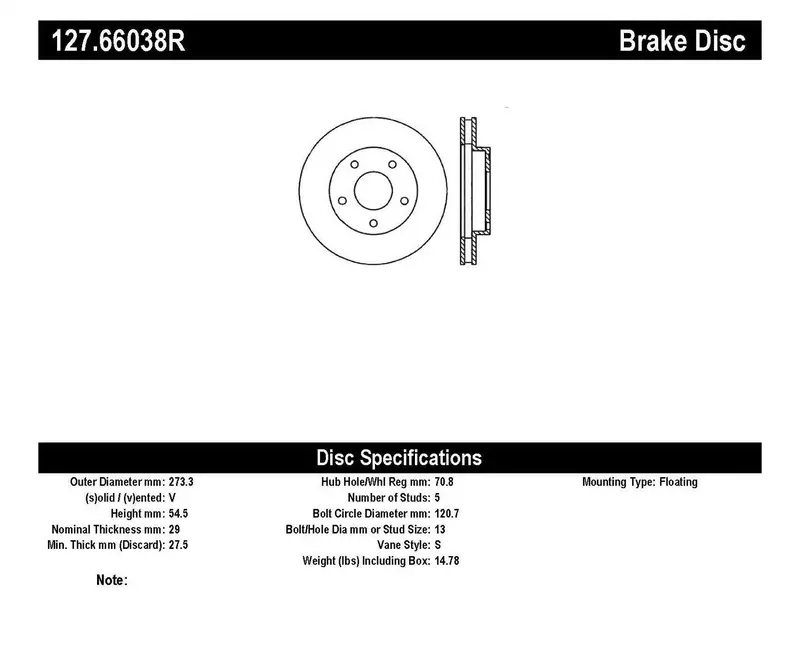 Stoptech 127.66038R Front Right Drilled & Slotted Sport Brake Rotor 1