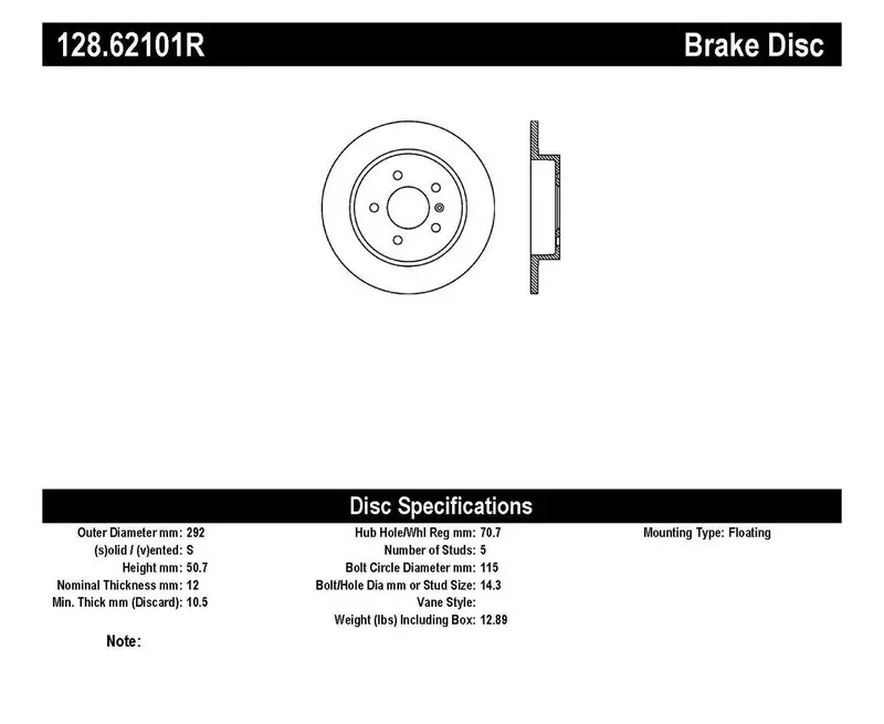 Stoptech 128.62101R Rear Right Cross-Drilled Performance Brake Rotor – Sport Series 1