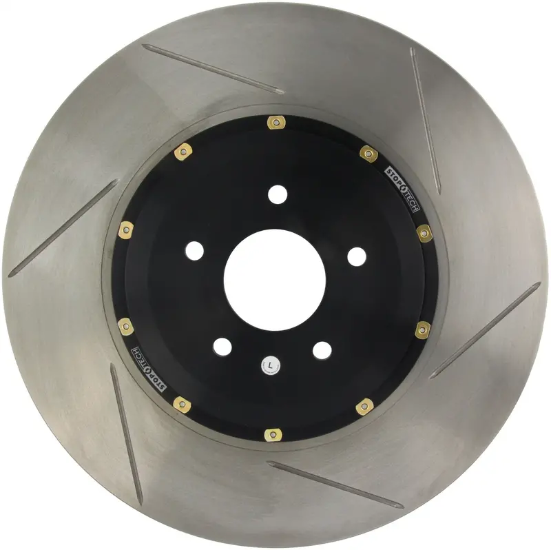Stoptech Aerorotor Front Right – Two-Piece Slotted Rotor With Black Zinc-Coated Hat 1