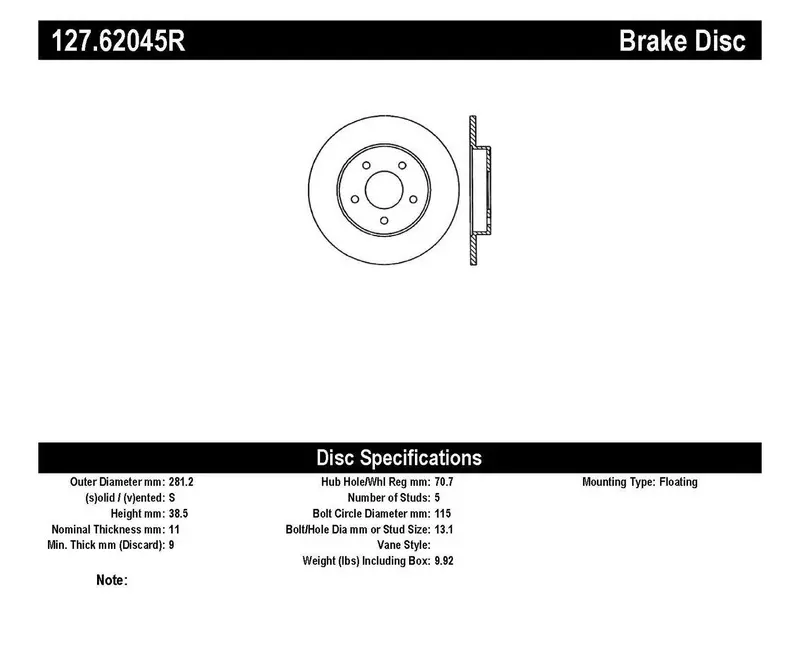 Stoptech Sport Rear Right Drilled And Slotted Brake Rotor – Model 127.62045R 1