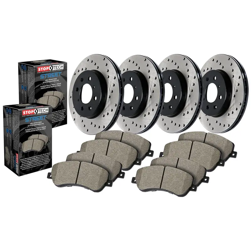 Stoptech Street Axle Pack – Drilled Front And Rear Brake Kit (Model 936.34184) 1
