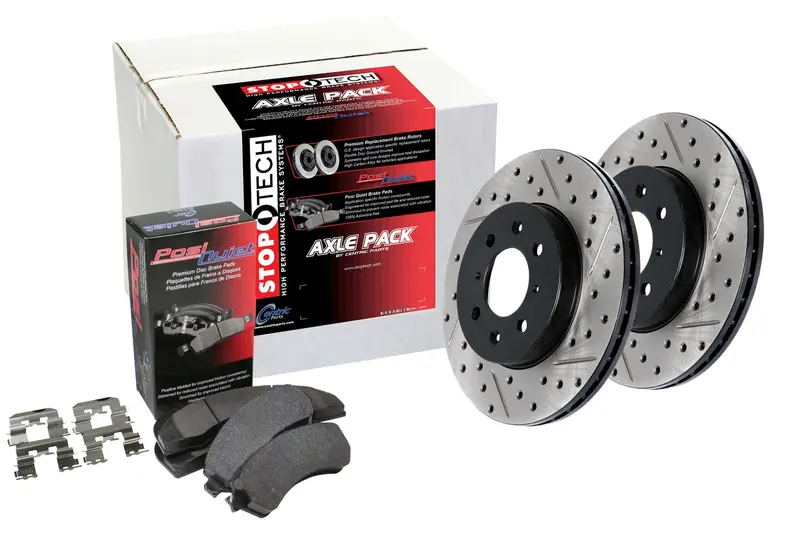 Stoptech Street Axle Pack – Four-Wheel Drilled & Slotted Brake Kit 1