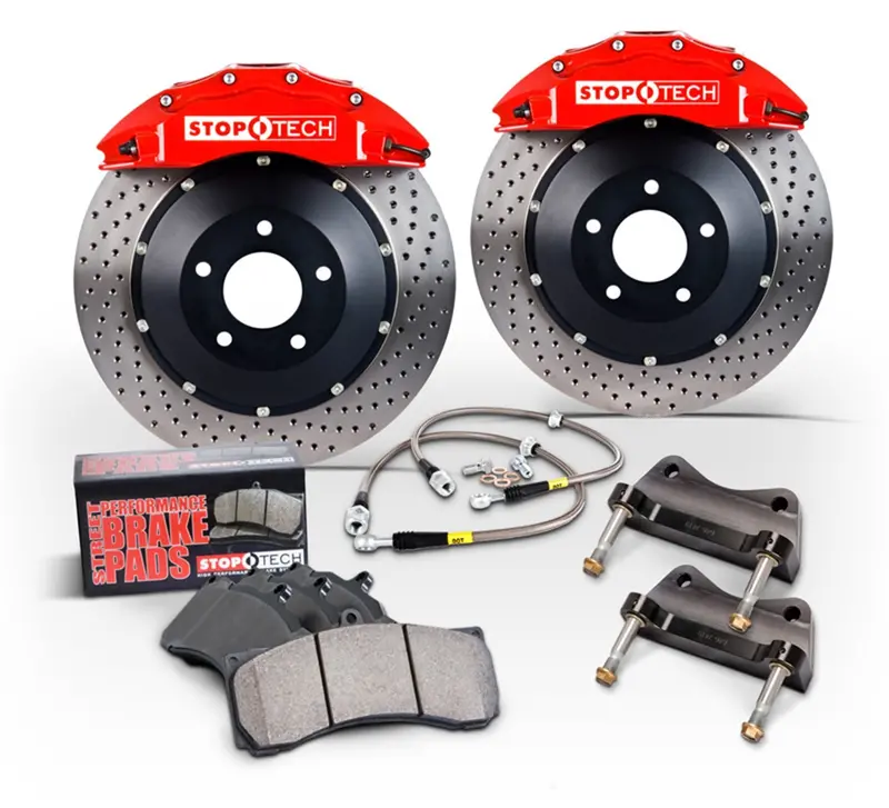 Stoptech Trophy Sport Big Brake Kit – Front, Silver Calipers With Drilled Two-Piece Rotors 1