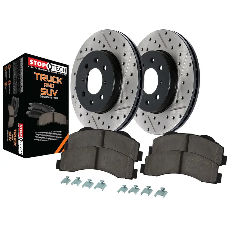 Stoptech Truck-Specific Front Brake Kit – Slotted & Drilled Rotors With Optimized Pads 1