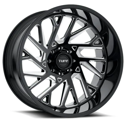 Tuff 2614T4B-28165B25R Forged Monoblock Wheel – 26X14", 8X6.5", Gloss Black Machined Face, -72Mm Offset 1